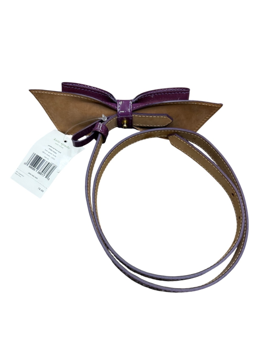 Kate Spade Purple Patent Leather Bow Belt Size M NWT - Picture 3 of 3
